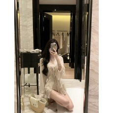 批发JustQin 4/23【柔纱欲韵】新款夏装性感蕾丝边上衣<b class='q'>收腰</b>气质衬衫女