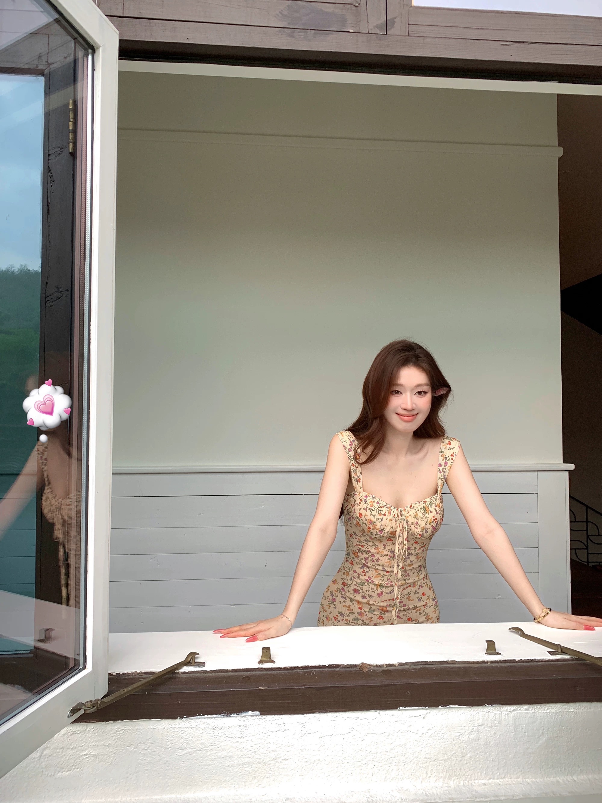 크 사이 작은 웨스트 5 6 신제품 프랑스식 작은 꽃무늬 광장 칼라 주름 허리 수축 슬립 신축성 드레스 같은 재료 머리카락 서클
