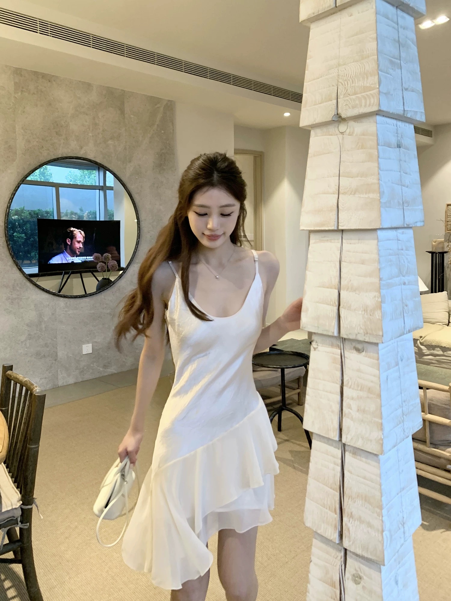 주 제 1 eeone5.30 10 00am 안개 빛 100 아세트산 비스듬한 자르다 슬립 드레스