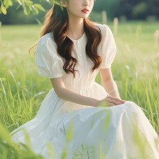 批发<b class='q'>正品</b>哥家新款2026夏季法式白色泡泡袖减龄温柔中长连衣裙收腰洋装