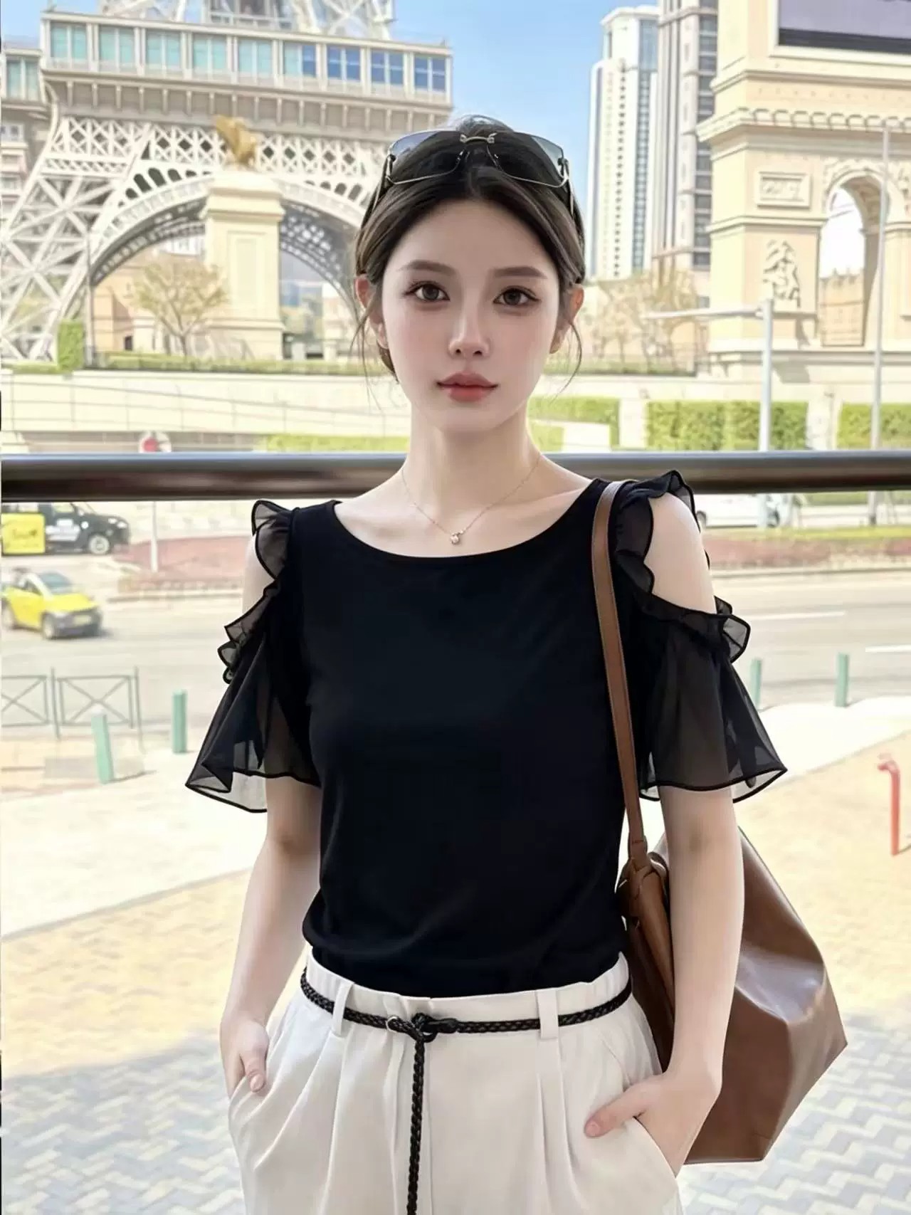 프랑스식 패션 다용도 작은 대중 품격 반팔 티셔츠 여성 여름 새로운 표지 배 오프숄더 반팔 루즈핏 맨위