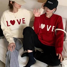 批发<b class='q'>韩版</b>爱心字母刺绣圆领套头<b class='q'>毛衣</b>女秋冬新款宽松甜美百搭针织衫上衣