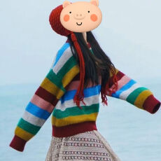 批发云南西藏新疆川西旅游穿搭女装彩色多巴胺针织毛衣秋一整套民族风