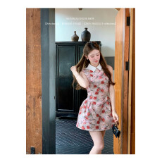 批发公主裙生日礼服<b class='q'>高端</b>轻奢小众富家千金miu系穿搭玫瑰印花<b class='q'>连衣裙</b>女