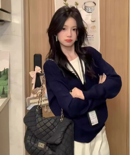 한 부서 배색 페이크 레이어드 느긋한 센스 착용 가져 가라. 스웨터 여자 가을 겨울 와이드 부드러운 찹쌀 니트 스웨터 인사이드 가져 가라. 만나는 맨위