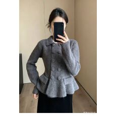 批发法式小香风翻领毛衣开<b class='q'>衫</b>女款2026新款秋季加厚收腰<b class='q'>针织</b>外套上衣