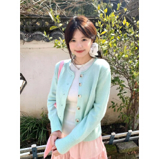 批发法式温柔风<b class='q'>春</b>季绿色女2026新款多巴胺穿搭毛衣开衫巨好看漂亮
