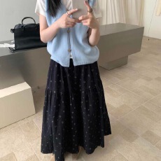 批发小<b class='q'>清新</b>碎花半身裙女2025秋季新款过膝显瘦伞裙复古ins风长裙