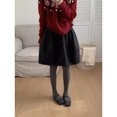 批发高品质花苞亮晶晶毛呢半身裙2025冬高腰显瘦a字伞裙中<b class='q'>长款</b>半身裙