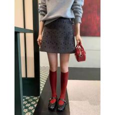 批发2025冬季亮片毛呢半身裙短款A字裙高腰直筒包臀裙修身显瘦闪闪裙