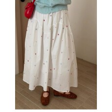 批发韩系甜美风碎花刺绣<b class='q'>半身</b>裙女小个子夏季减龄高腰显瘦a字中长伞裙