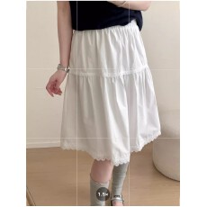 批发白色<b class='q'>蕾丝</b>拼接半身裙女2026新款夏韩系小个子高腰显瘦a字短裙中裙