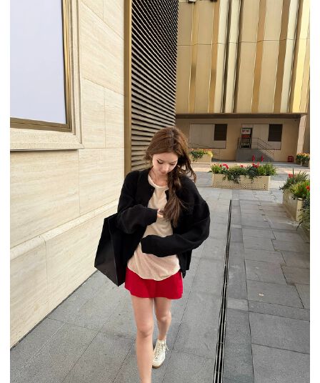 eewen la mode 토마토 스크램블 드 에그 둘 색상 면 린넨 바지 측면 수 있습니다. 열기 결합 된