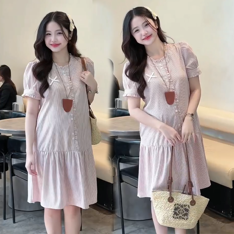 루즈핏 임산부 드레스 빅 사이즈 스트라이프 출산 착용 롱 코트 출산 스커트