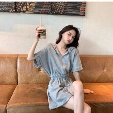 批发夏季法式新款连体衣女港味<b class='q'>休闲</b>气质高腰显瘦连身连帽连体短裤<b class='q'>套装</b>