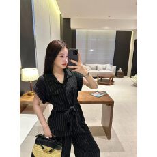 2026女夏季新款时尚条纹阔腿裤两件套又酷又飒穿搭套装