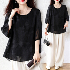 批发大码女装洋气轻奢宽松小衫2026春<b class='q'>夏</b>新款胖mm时尚休闲百搭减龄上衣