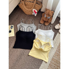 批发实拍大码美式辣妹双肩带美背外穿网红<b class='q'>吊带</b><b class='q'>背心</b>内搭短款带垫<b class='q'>打底</b>衫