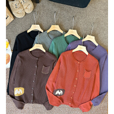 批发实拍<b class='q'>大码</b>秋冬针织开衫复古文艺风毛衣开胸外套线衫长袖女上衣