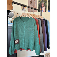 批发实拍<b class='q'>大码</b>秋冬针织开衫复古文艺风毛衣开胸外套线衫长袖女上衣