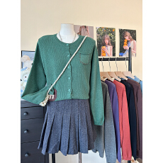 批发实拍<b class='q'>大码</b>秋冬针织开衫复古文艺风毛衣开胸外套线衫长袖女上衣