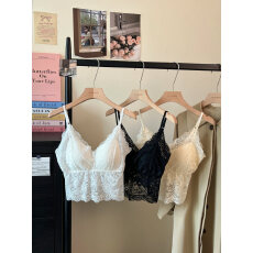 批发<b class='q'>实拍</b>大码法式V领蕾丝拼接吊带背心女春夏纯欲修身百搭打底衫