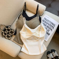 批发实拍大码冰丝打底吊带<b class='q'>内衣</b>多巴胺纯欲风美背外穿英文带内搭吊带衫