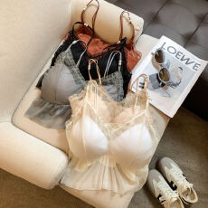 批发实拍<b class='q'>大码</b>性感网纱珍珠吊带打底<b class='q'>内衣</b>内搭吊带衫外穿无袖露肩上衣女