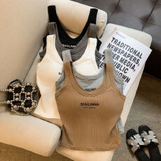 批发实拍大码微胖纯欲短款美背<b class='q'>内衣</b>内搭吊带打底外穿无袖露肩宽肩上衣