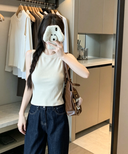 실사 반하이넥 이른 가을 연삭 털 인사이드 가져 가라. 조끼 여성 표지 대리인 우유 몸매 가꾸기 민소매 인사이드 가져 가라. 기본 셔츠 스택 착용 맨위