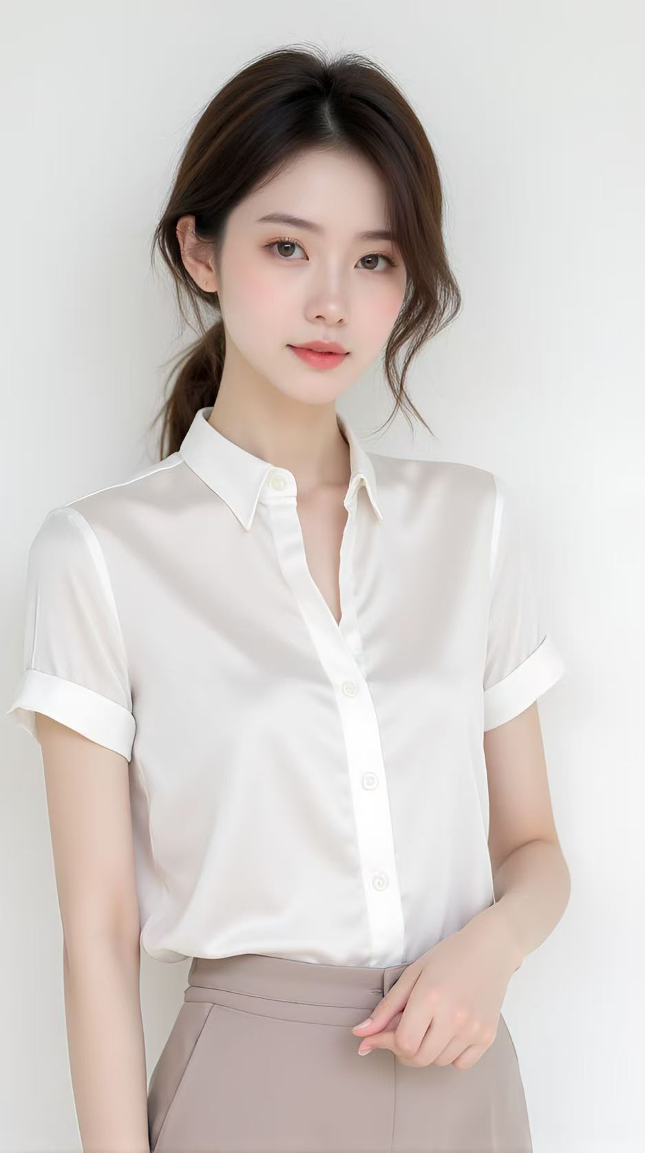 MY11457# 夏法式减龄百搭显瘦衬衫小众设计感轻奢白色衬衣女裝貨源服裝批發