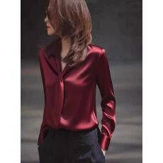 批发红色<b class='q'>衬衫</b>今年流行爆款高级感轻奢减龄洋气气质打底内搭上衣2025秋