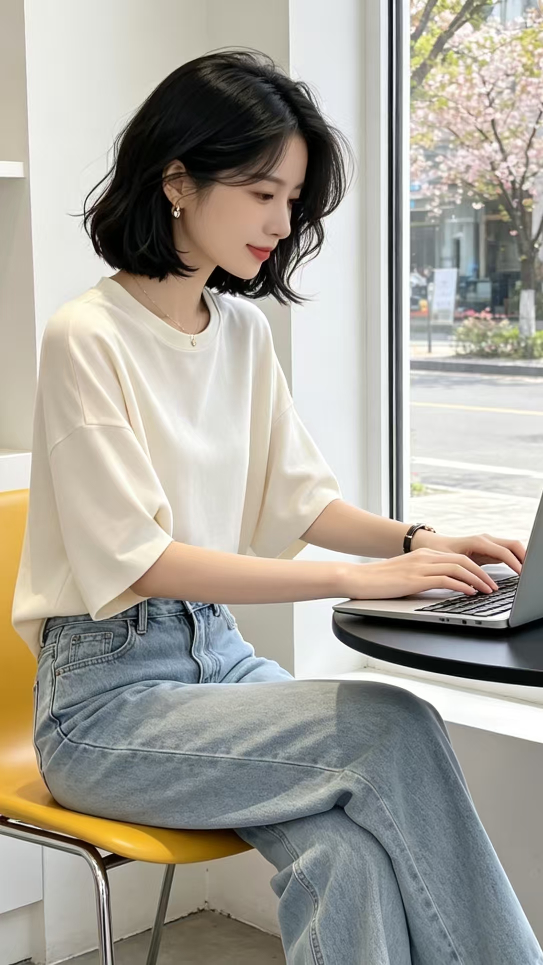프랑스식 품격 서리가 내린 부서 고급 루즈핏 작은 맨위 여성 여름