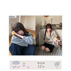 批发RAINY 复古碎花连帽华夫格<b class='q'>外套</b>春秋女宽松拉链花朵印花<b class='q'>休闲</b>卫衣