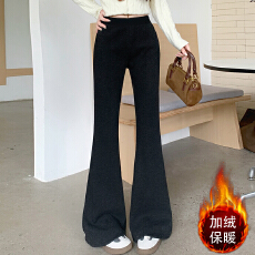 批发加绒阔腿<b class='q'>裤</b><b class='q'>女休闲</b><b class='q'>裤</b>2025年秋冬<b class='q'>新款</b>小个子羊绒显瘦微喇<b class='q'>裤</b>拖地<b class='q'>裤</b>子