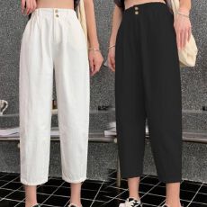 批发萝卜裤女2025夏季薄款高腰显瘦宽松阔腿小个子九分工装<b class='q'>哈伦裤</b>子潮