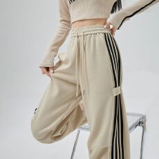 批发【<b class='q'>实拍</b> 立体包边】 春季美式运动裤女新款直筒休闲束脚阔腿卫裤子