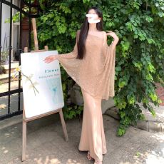 批发性感黑色蕾丝拼接V领长袖<b class='q'>连衣裙</b>女秋季新款气质收腰显瘦A字裙长裙