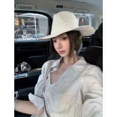 批发【原版品质】法式慵懒风条纹翻领衬衫女设计感宽松长袖拉链上衣