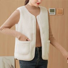 批发<b class='q'>新款</b>羊羔绒<b class='q'>背心</b>百搭2024秋冬外搭保暖修身坎肩韩版时尚外套一体绒