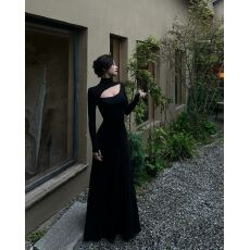 批发法式气质名媛轻熟风<b class='q'>连衣裙</b>女2025秋冬新款设计感收腰显瘦内搭<b class='q'>长裙</b>