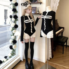 批发春秋减龄一整套穿搭独特漂亮上衣波点短裤两件套装裤子