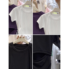 批发官图纯棉罗纹辣妹褶皱收腰<b class='q'>短袖</b><b class='q'>T</b><b class='q'>恤</b>女夏季韩版修身短款上衣