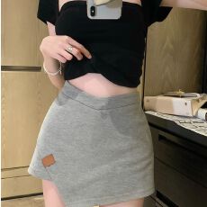 批发港味纯欲粉色半身裙女夏季设计感不规则A字裙ins辣妹短裙高腰裙子