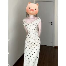 批发法式气质白色波点<b class='q'>连衣裙</b>子女装<b class='q'>夏</b>季2025新款立体花朵收腰包臀长裙