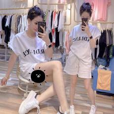 批发大码时尚<b class='q'>套装</b>女2026夏新款字母印花宽松短袖短裤两件套