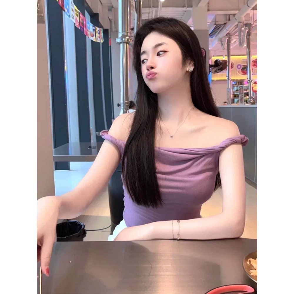 오프숄더 슬립 작은 조끼 여성 여름 몸매 가꾸기 슬림해 보이는 맨위