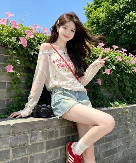 자외선 차단 의류 색상 도트 무늬 긴팔 블라우스 티셔츠 블라우스 맨위 긴팔