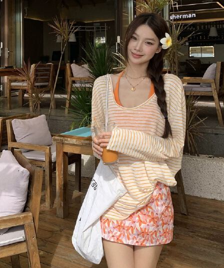 루즈핏 블라우스 스트라이프 기본 셔츠 느긋한 바람 핫걸 맨위