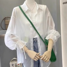 批发白色防晒<b class='q'>衬衫</b>女<b class='q'>长袖</b>夏季2026新款韩版宽松上衣透气雪纺开衫薄外套
